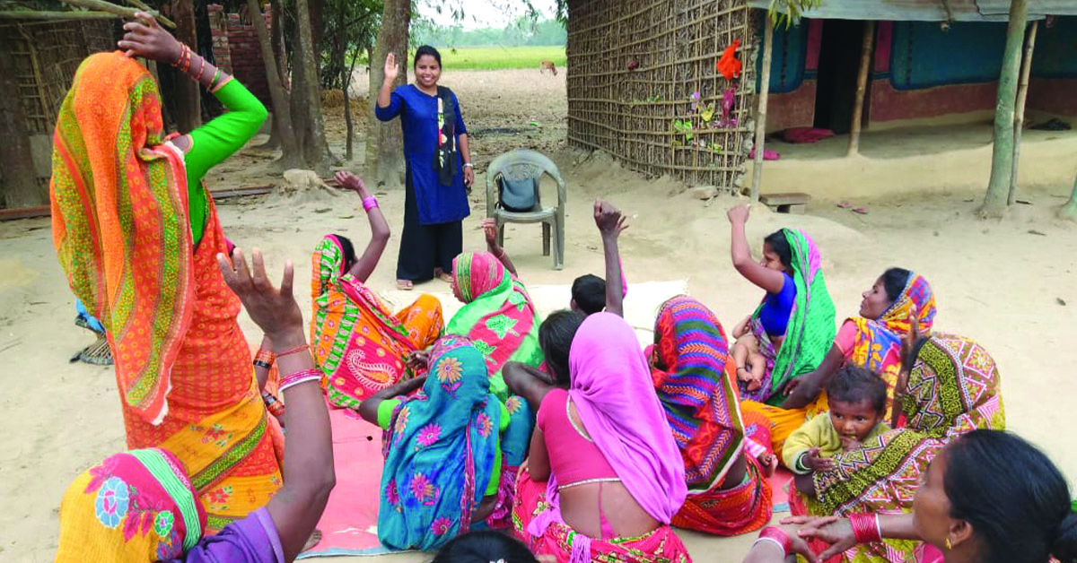 Indian women engaged in an Income Generation Training session.
