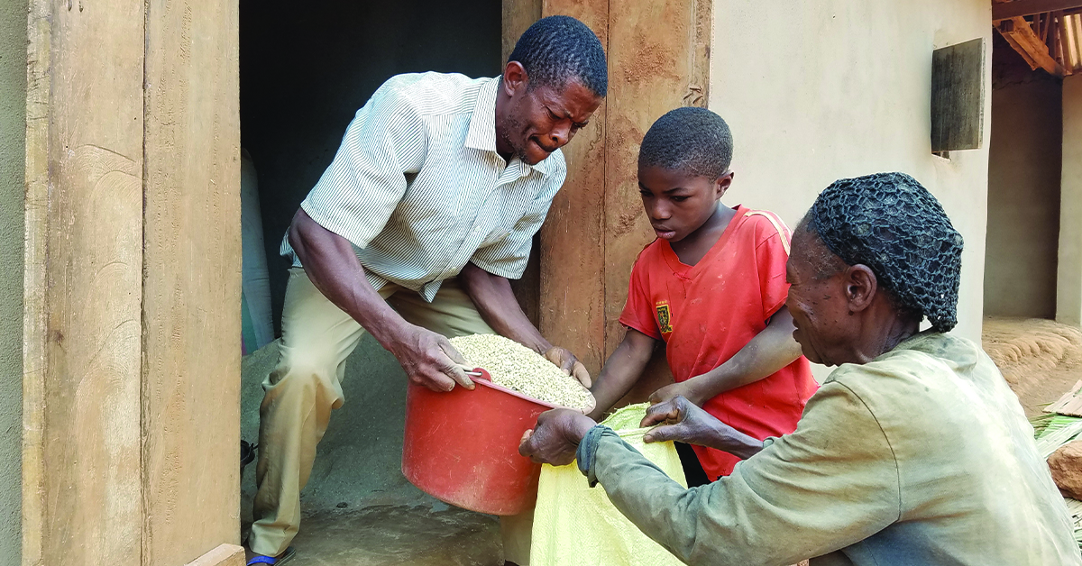 A family at work at their store.