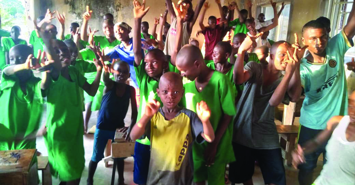A very large group of Nigerian children at a rehab clinic.