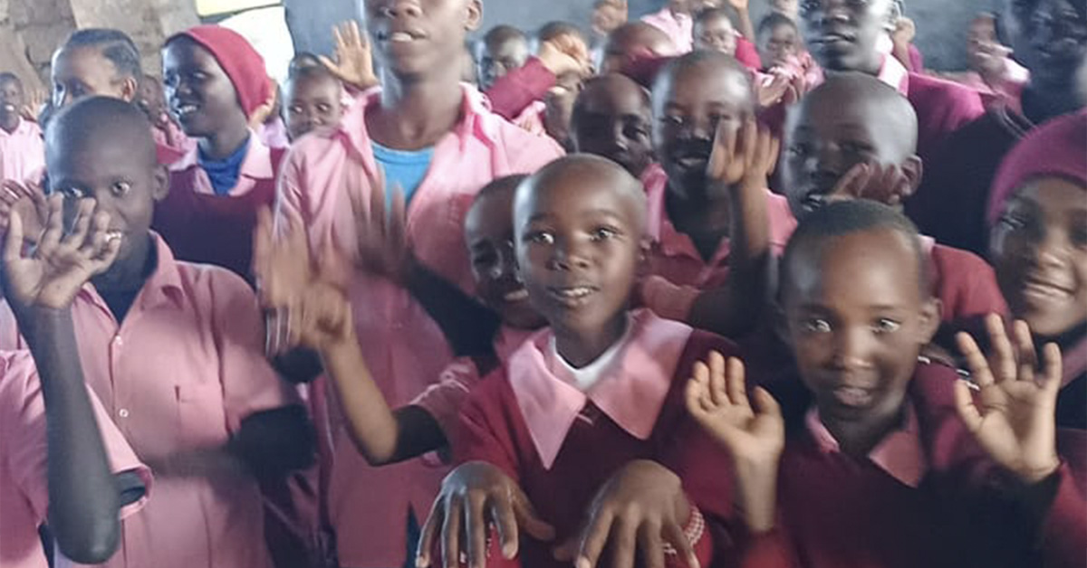 A large group of Kiwanjani children inside Ntulili Primary School.