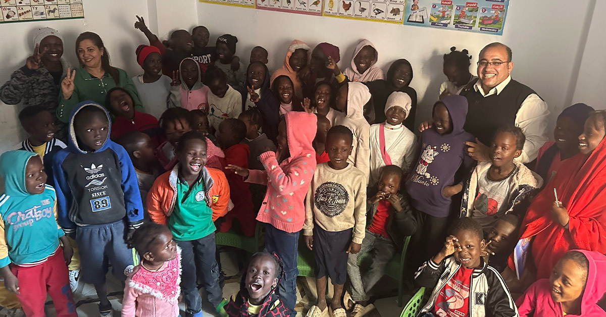 A group photo of the Sudanese children