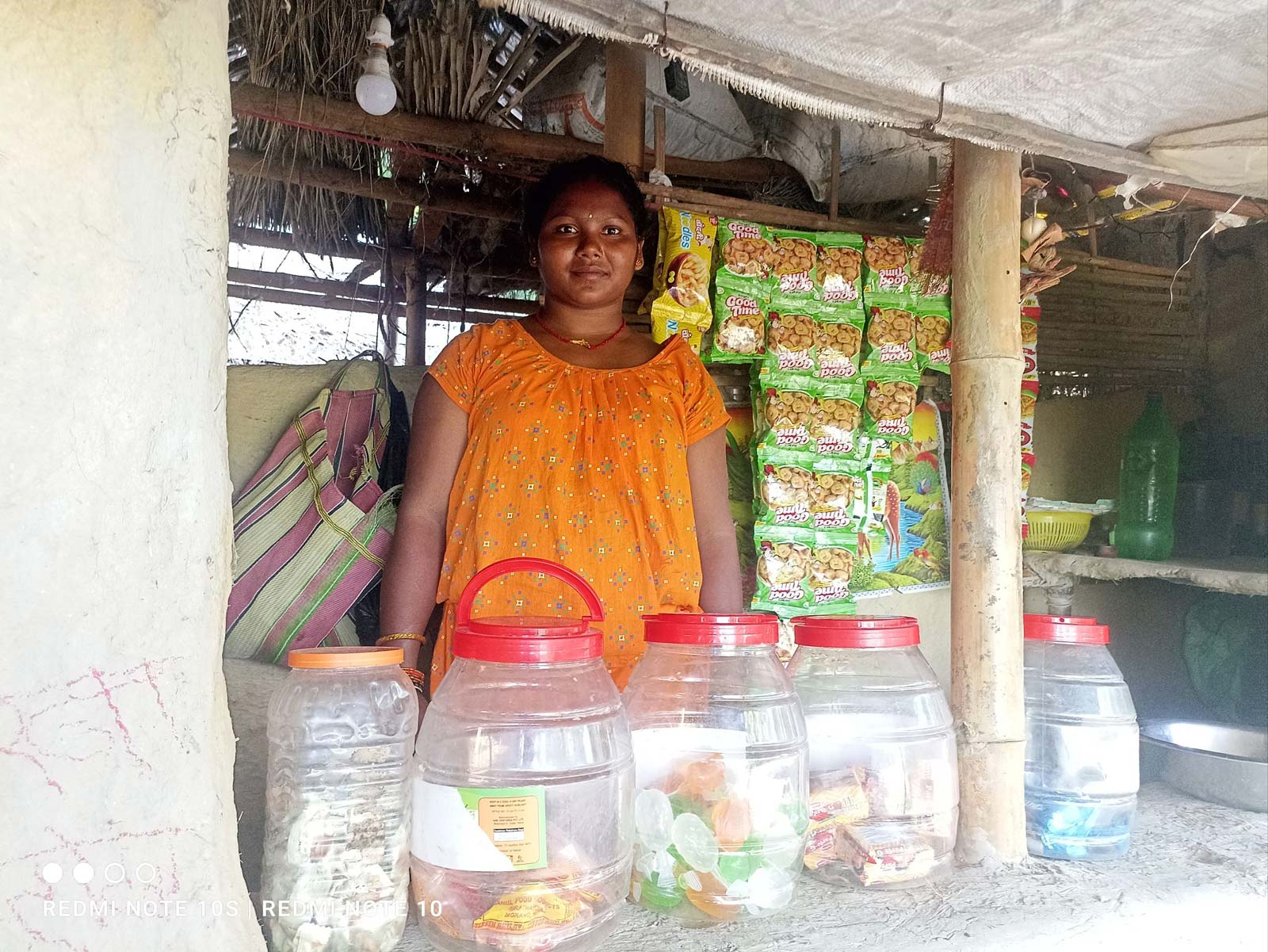 Palisha with her food stand.