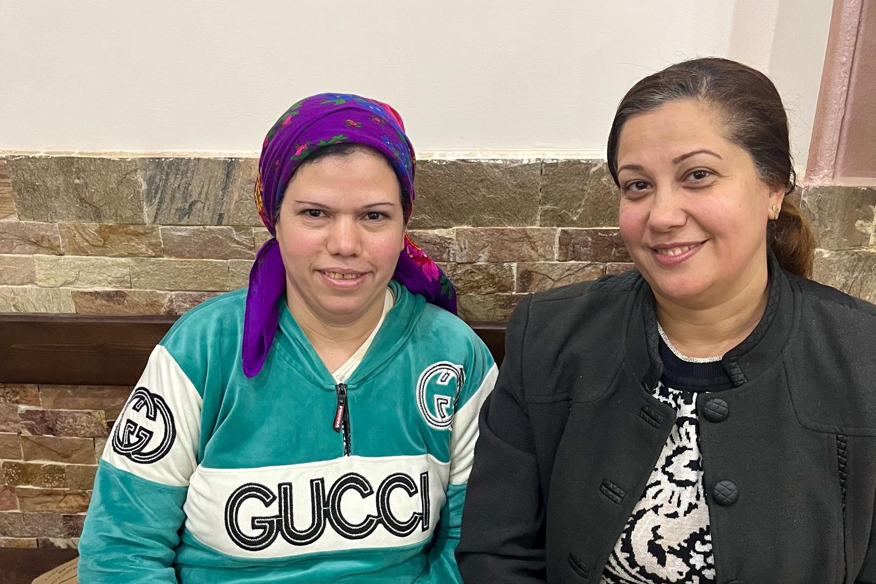 TCD worker, Mariam, with attendant, Umm Mihrael.