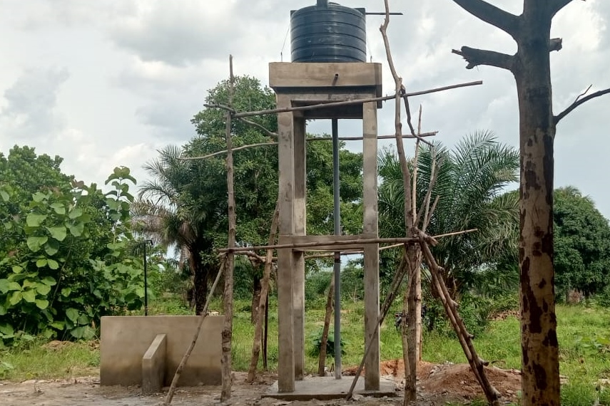 The small construction site of Kouvome, Togo's borehole.