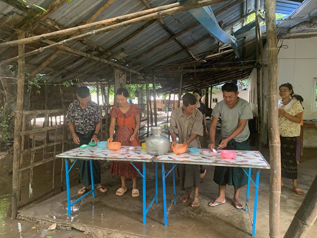 A hands-on wellness class being conducted at Myanmar.