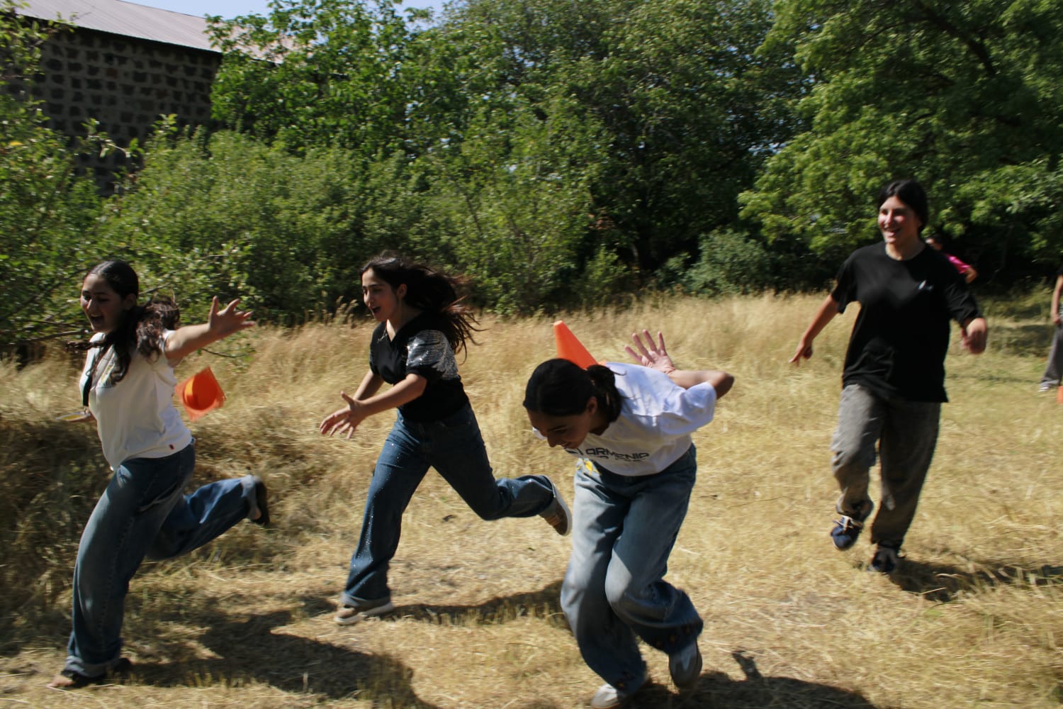 A team game being played by the kids of Aragyugh Day Care at Armenia.