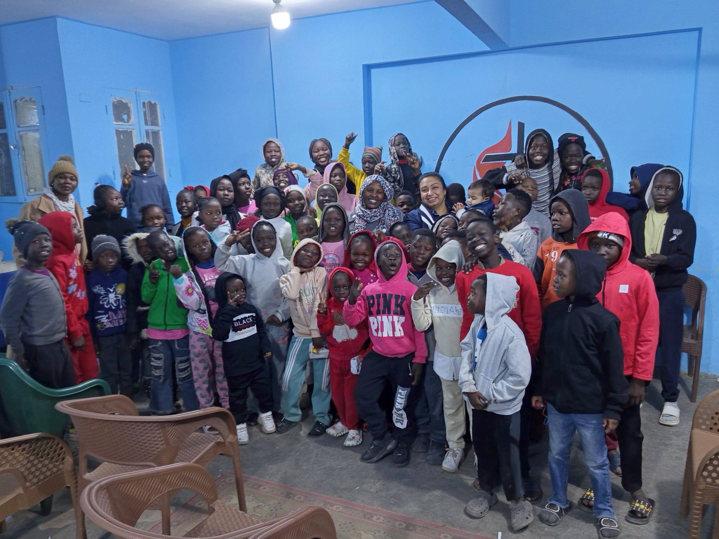 The large, Sudan Refugees, TCD group of children.
